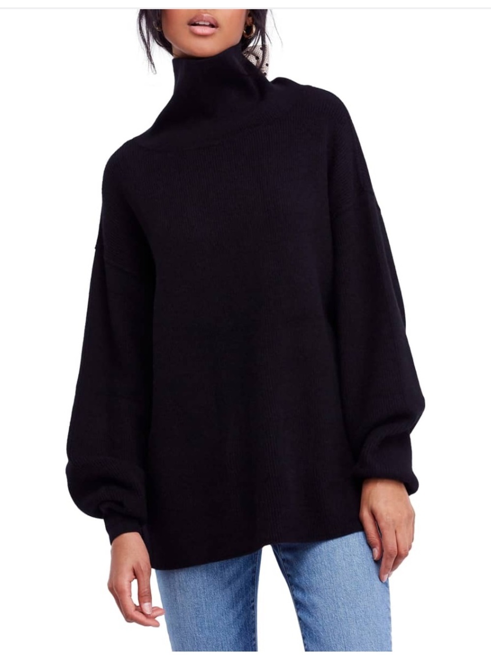 Free People Softly Structured Tunic Black Sweater